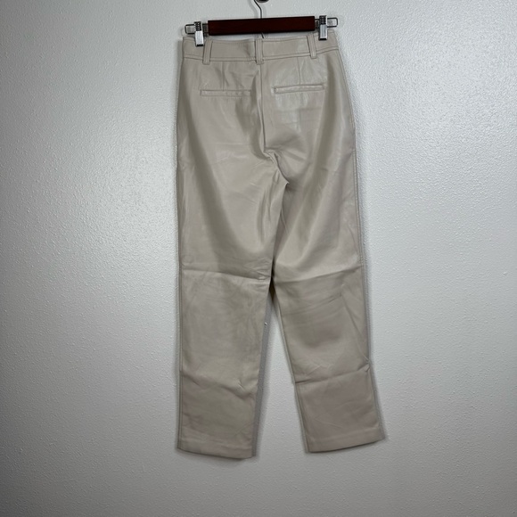 Babaton Cream Faux‎ Leather Straight Leg Pants Size 2 - Picture 2 of 8